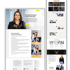 Bildschirmansicht einer Website mit Fotos einer Frau und Text wie „Das Digital Marketing-Profil für dein KMU“.