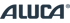 Schriftzug „ALUCA“ in dunklen Großbuchstaben mit Registrierungszeichen.
