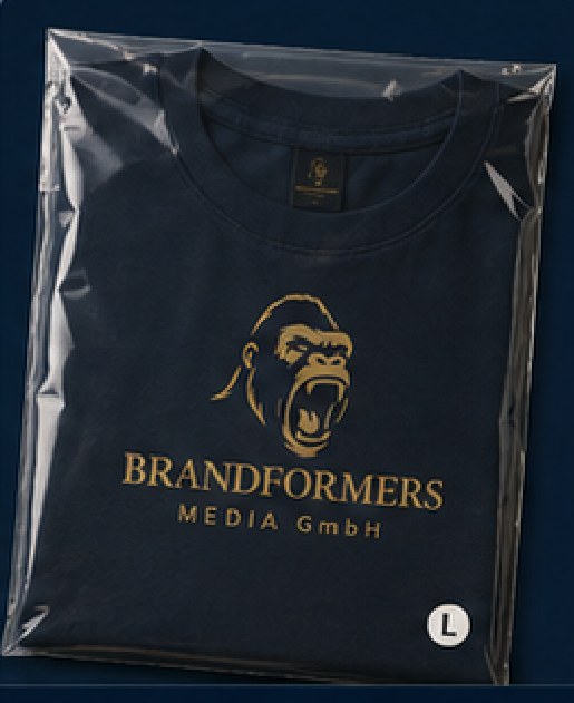 Gefaltetes Shirt im bedruckten Polybag