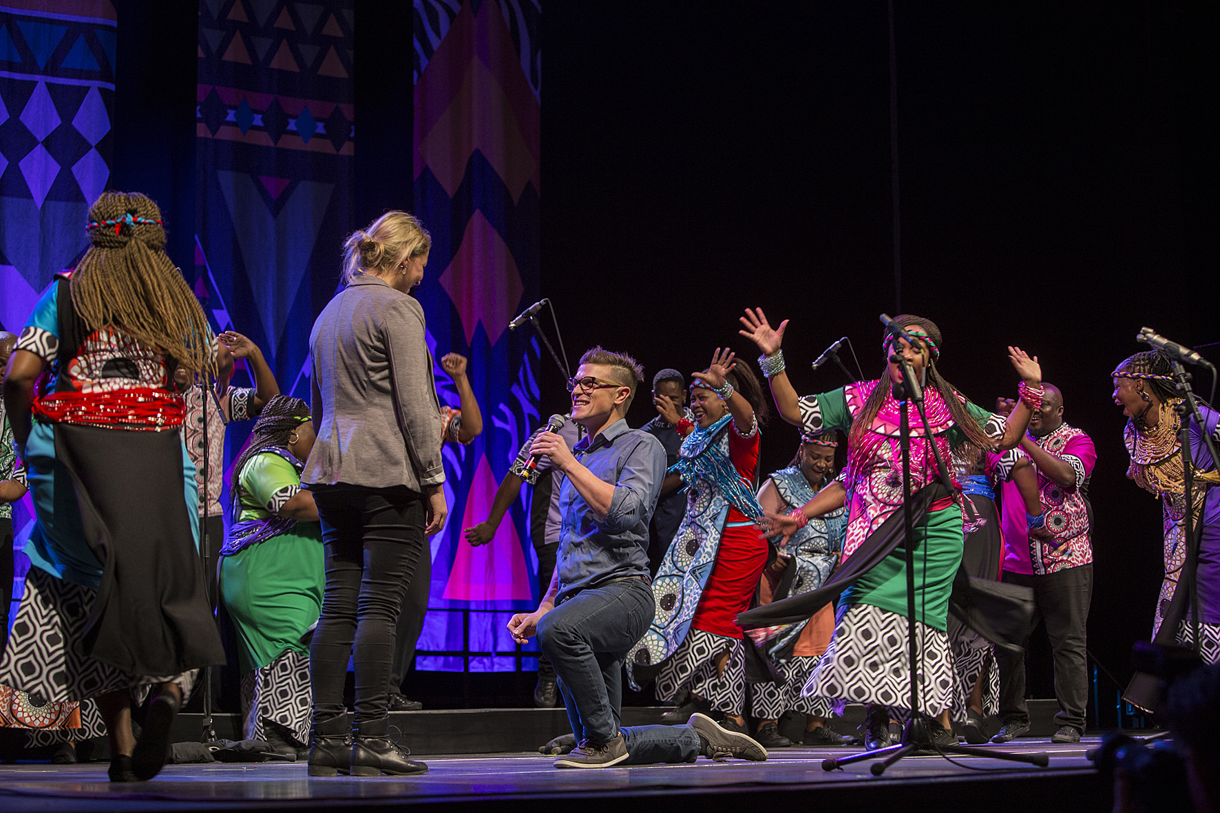 South African gospel singing by the Soweto Gospel Choir before a packed Grazer Stadthalle, Voices of Spirit 2016, Graz