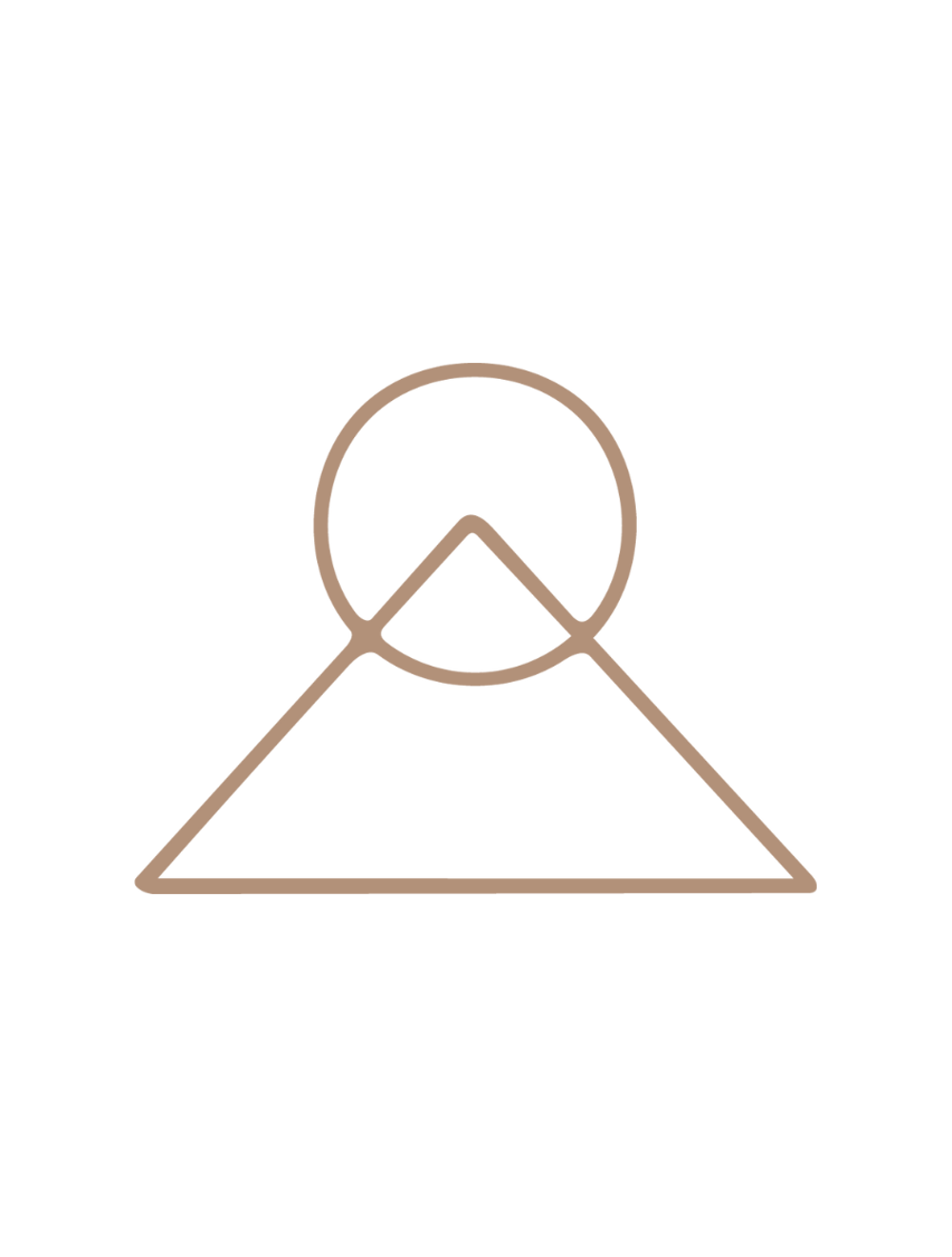 Ein stilisiertes Dreieck mit einem Kreis, der die obere Spitze überlappt.