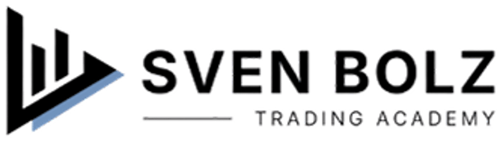 Sven Bolz Trading Academy Logo mit einem stilisierten Diagramm und einem Play-Symbol.