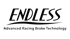 Schwarzes Endless Logo mit dem Text "Advanced Racing Brake Technology" auf dunkelgrünem Hintergrund.