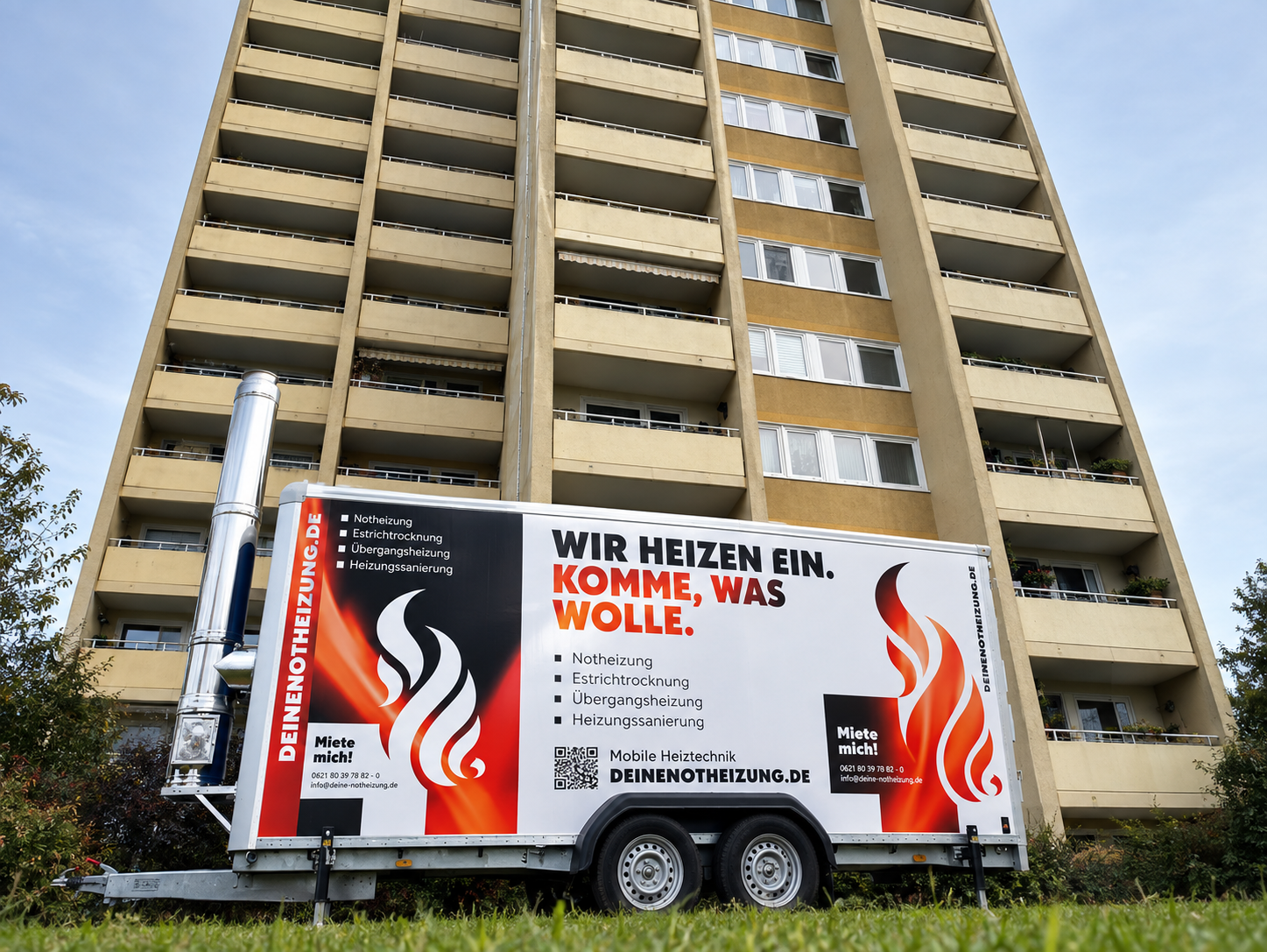 Mobile Notheizzentrale sichert Wärmeversorgung in Wohnanlage