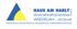Logo von Haus am Harly GmbH mit blau-gelbem Dreieck und Text "Senioren Pflegeheim Wiedelah - Goslar", darunter Pflegeleistungen.