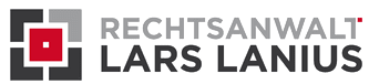 Logo für Rechtsanwalt Lars Lanius mit einem roten Quadrat, das von grauen L-förmigen Formen umgeben ist.