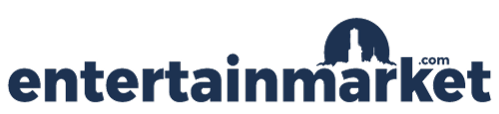 Dunkelblaues Logo von entertainmarket.com mit einer stilisierten Skyline-Silhouette.