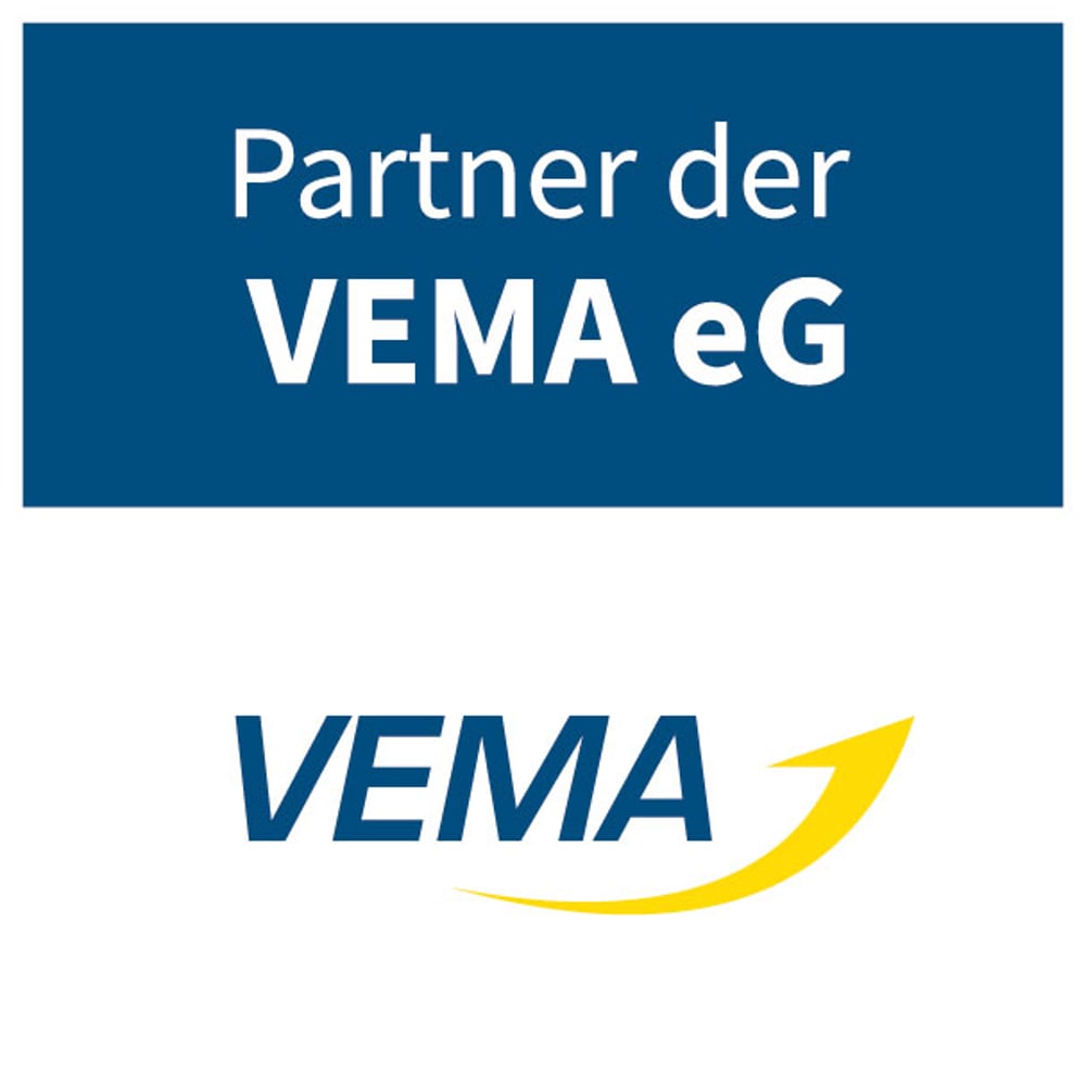 Logo "Deutscher Maklerverbund" mit drei Balken in Gelb, Rot und Schwarz.