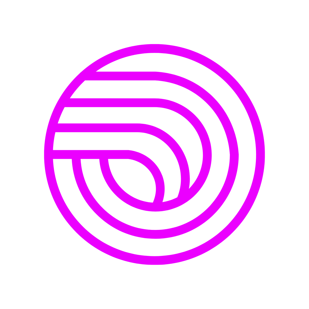 JANDEMANN Personal Branding Logo: Magenta-Kreis mit geschwungenen Linien über weißem Text auf dunkelgrünem Hintergrund.
