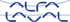 Blauer Text "ALFA LAVAL" in geschwungenen Buchstaben auf dunkelgrünem Hintergrund.