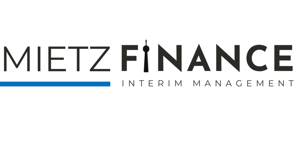 Logo von Mietz Finance Interim Management auf dunkelgrünem Hintergrund.