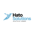 Blaues Origami-Vogel-Logo mit schwarzem Text "Hato" und blauem Text "Solutions", darunter "Austria GmbH".