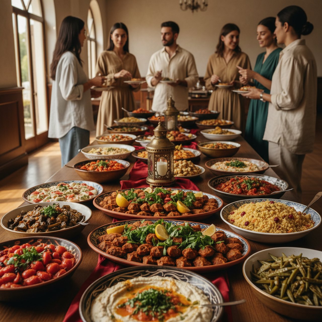 Vegetarisches anatolisches Catering mit Gemüse, Meze und Linsengerichten