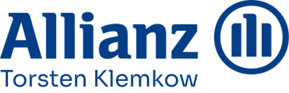 Allianz-Logo mit dem Schriftzug "Allianz" in Blau und einem Kreis mit drei vertikalen Balken.