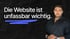 Ein Mann im schwarzen Hemd neben dem Text „Die Website ist unfassbar wichtig.“ auf dunklem, kariertem Hintergrund.