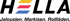 HELLA-Logo mit Text "Jalousien, Markisen, Rollläden".