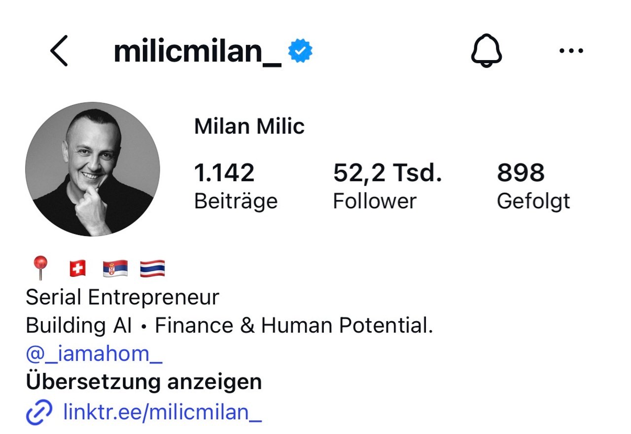 Milan Milic auf Instagram