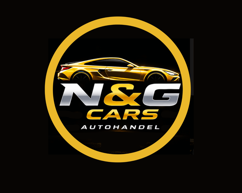 Gelbes Sportcoupé über dem Text "N & G CARS AUTOHANDEL" auf schwarzem Hintergrund.