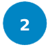 Weiße Zahl Zwei in einem blauen Kreis auf schwarzem Hintergrund.