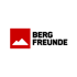 Rotes Quadrat mit schwarzem Berg-Piktogramm neben dem schwarzen Text "BERG FREUNDE".