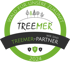Treemer-Logo mit Bäumen, Text „Wald für unsere Zukunft“, „Treemer“, „Wir sind Treemer-Partner“ und „2024“.