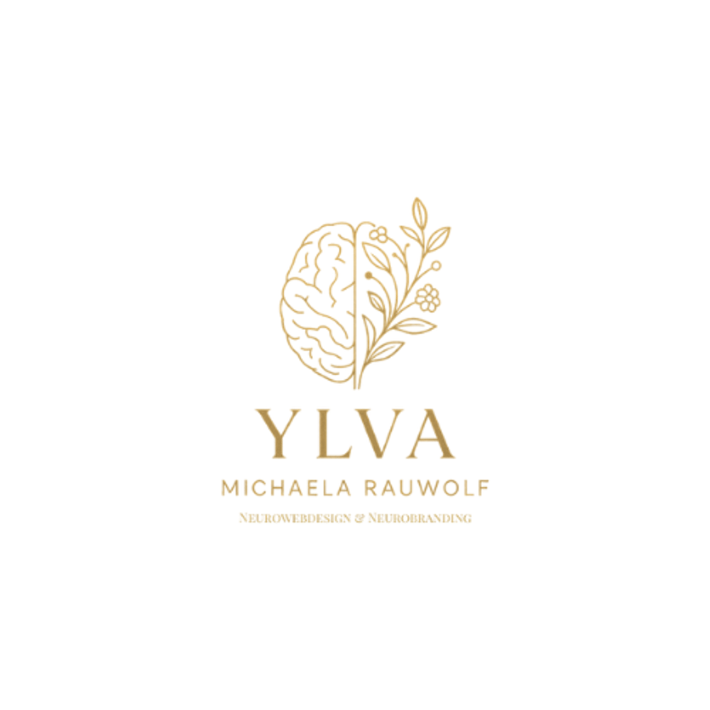 Hirn-Pflanzen-Logo mit Text „YLVA Michaela Rauwolf Neurowebdesign & Neurobranding“