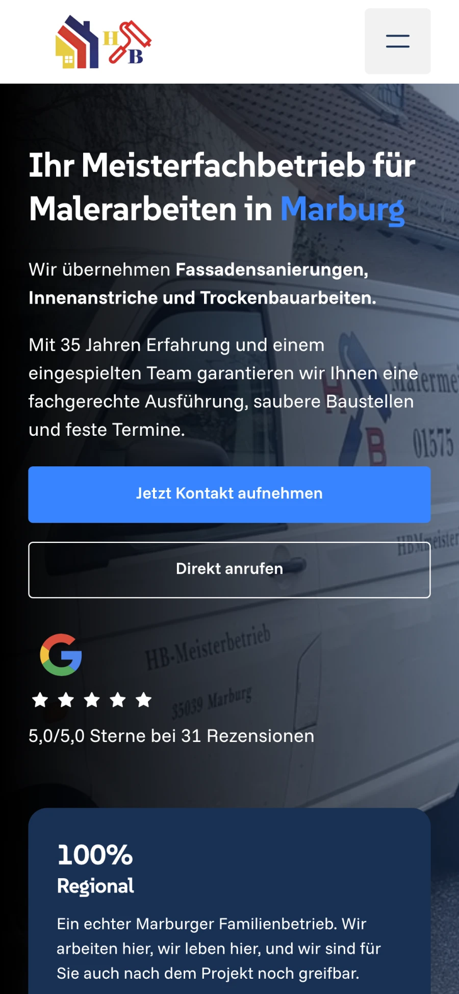 HB Malermeisterbetrieb auf dem Smartphone