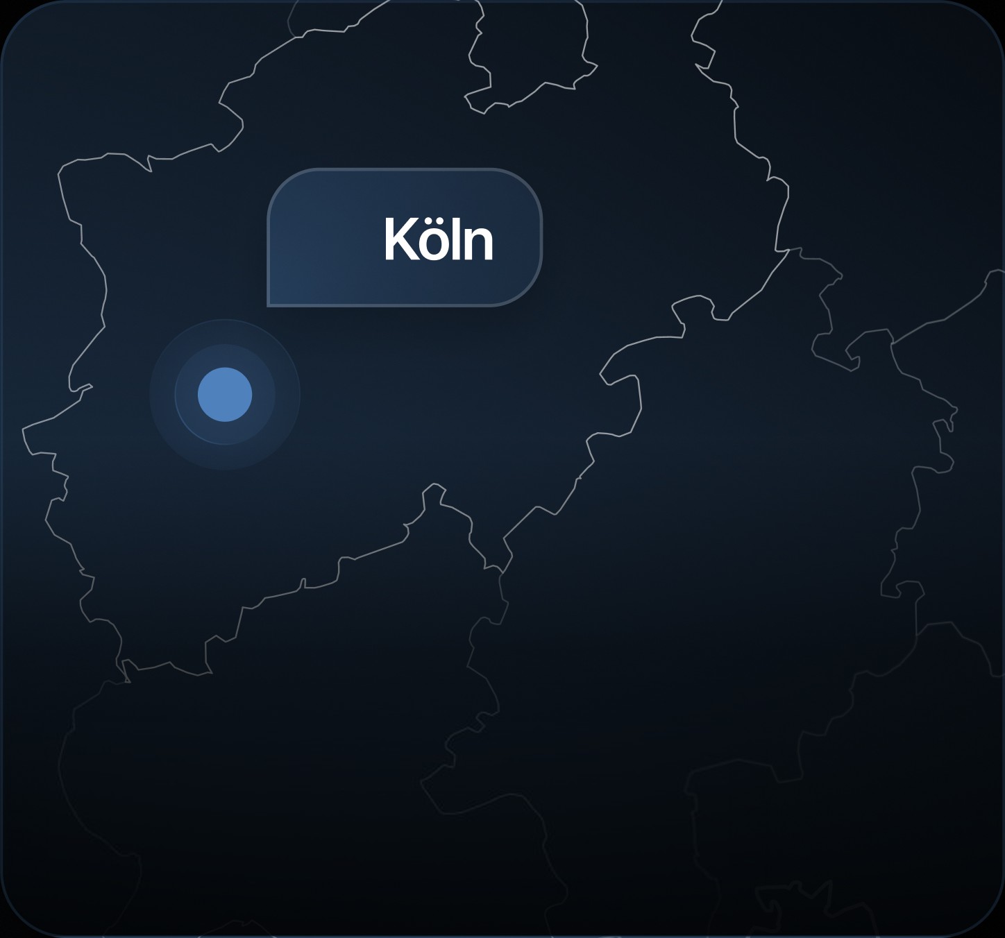 Karte von Nordrhein-Westfalen mit Standort Köln