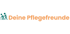 Logo von Deine Pflegefreunde mit Piktogramm einer Pflegekraft, die eine Person mit Gehstock stützt.