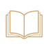 Goldene Linienzeichnung eines aufgeschlagenen Buches mit umblätternden Seiten auf schwarzem Hintergrund.