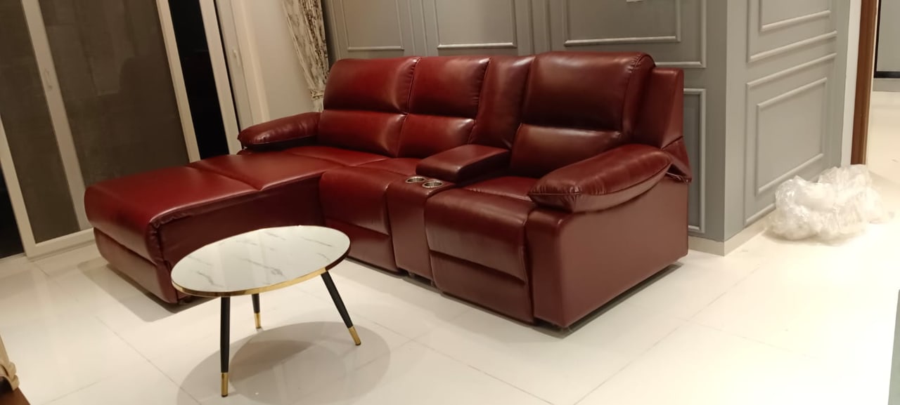 Maroon Leather Recliner Sofa