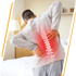A man in a gray shirt grips his aching back, needing back pain treatment.