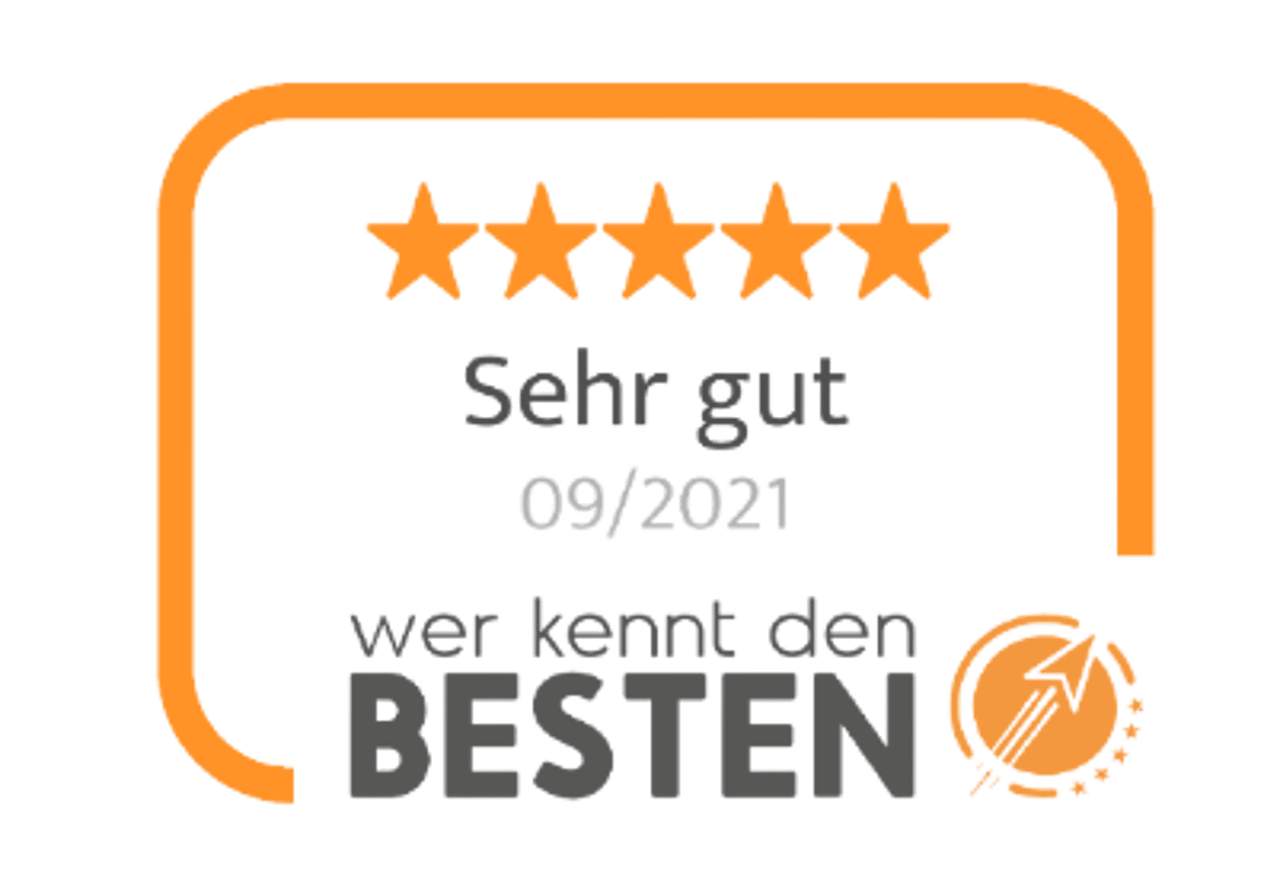 Bewertung Sehr gut mit 5 Sternen