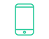 Ein grünes Smartphone-Umriss-Symbol auf dunklem Hintergrund.