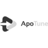 ApoTune Logo mit einem stilisierten Wiedergabe-Symbol und integriertem Pfeil auf schwarzem Hintergrund.
