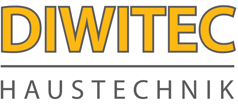 Diwitec Haustechnik GmbH Logo mit gelbem Schriftzug und Bogen.