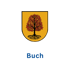 Wappen von Buch mit einem roten Baum auf goldenem Hintergrund und dem Text "Buch" darunter.