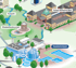 Stadtplan mit Kaiser-Wilhelms-Bad, Elisabethenbrunnen, Kurpark und Seedammbad mit Außenbecken und Wasserrutsche.