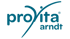 Blaues Pro Vita Arndt Logo mit einem geschwungenen Strich über dem „i“.