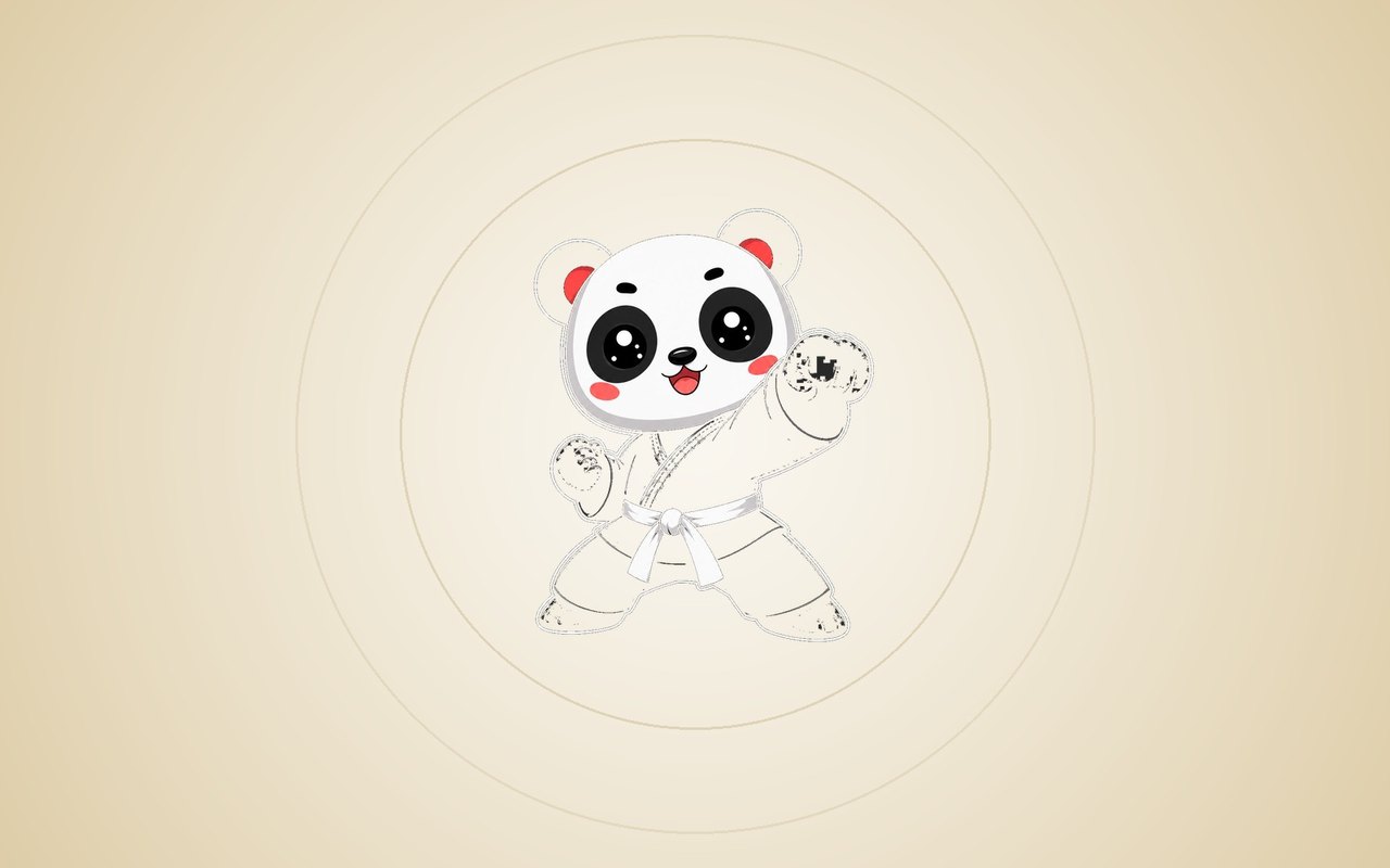 Illustration: Panda-Maskottchen im Taekwondo-Anzug – Little Pandas bei SOMA Bonn