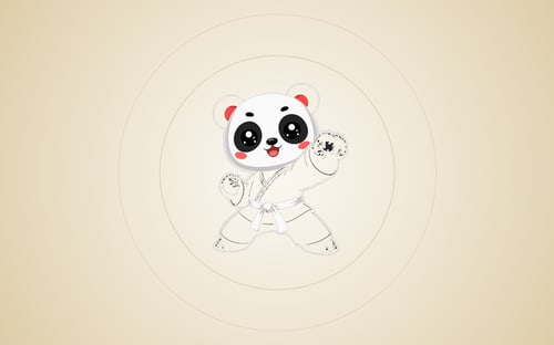 Illustration: kleine Panda-Silhouetten beim Taekwondo – Little Pandas bei SOMA Bonn