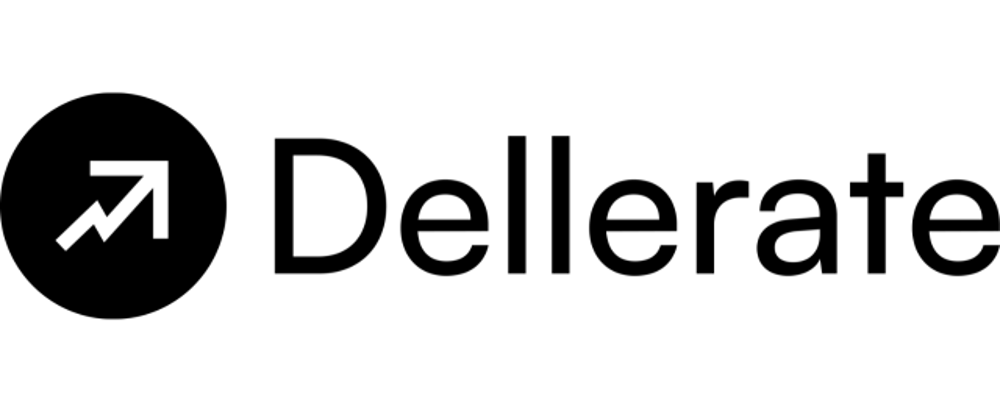 Dellerate Logo mit einem Kreis, der einen Pfeil und einen ansteigenden Graphen enthält.