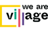 "we are village" Logo mit gelbem Rahmen um "v", türkisem "i" und lila "l".