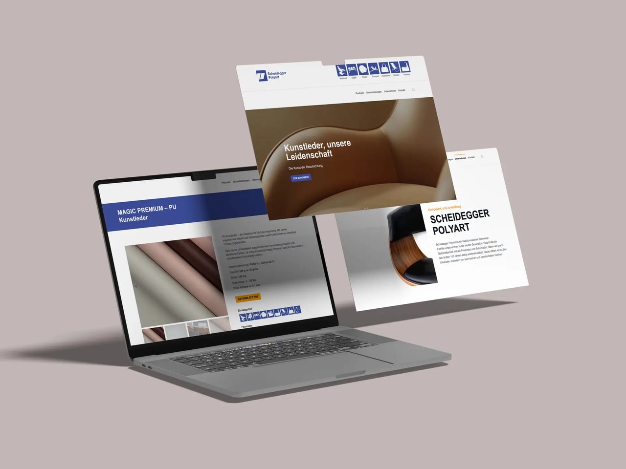 Website der Polyart gmbh auf dem Laptop