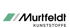 Logo: Murfeldt KUNSTSTOFFE mit schrägen grünen und grauen Streifen.