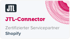 JTL-Connector: Zertifizierter Servicepartner Shopify Logo mit JTL Logo und rosa Muster