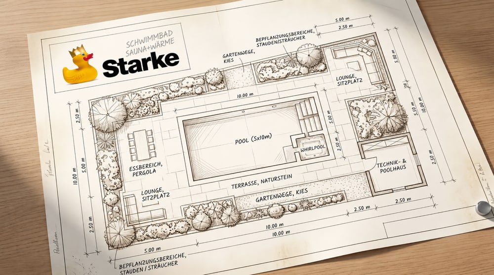 Planungsentwurf Pool und Gartenanlage von Starke Pool