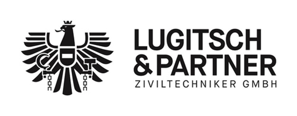 Schwarzes Logo mit Adler und Text "LUGITSCH & PARTNER ZIVILTECHNIKER GMBH".