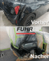 Vorher-Nachher-Vergleich einer Karosseriereparatur bei Fuhr Karosserie & Lackier-Meisterbetrieb an einem schwarzen Auto.