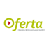 Oferta Logo: Grünes "Oferta" mit rotem Dreieck im "O" und "Handels & Verwertungs GmbH" darunter.